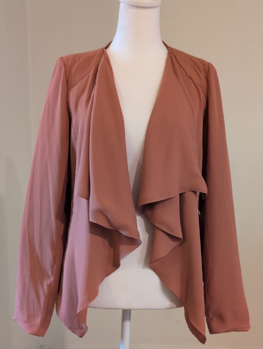 Double Zero Mauve Draped Open-Front Blazer Size M